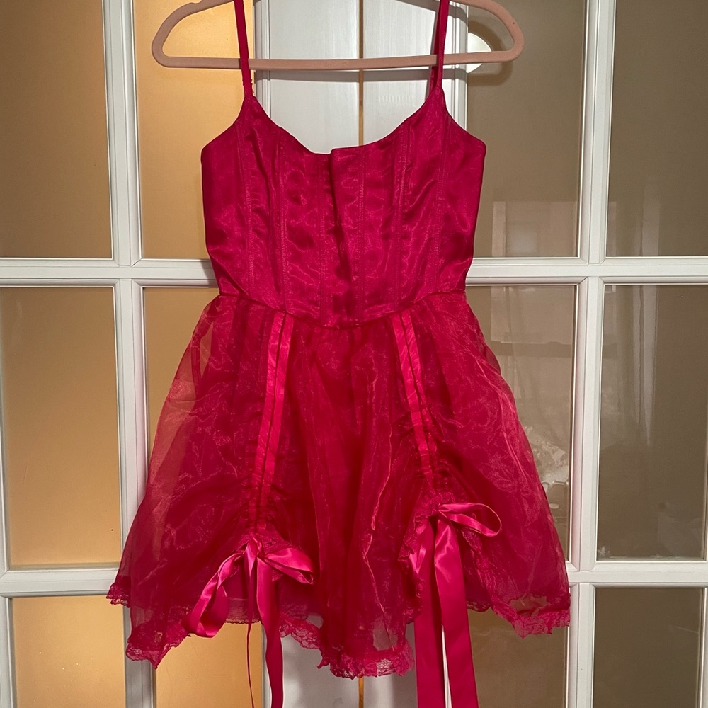 dolls kill sugarthrillz pink corset dress